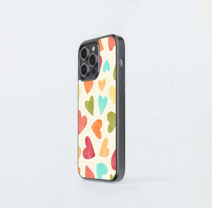 Colorfull hearts pattern Glass Case / Cover