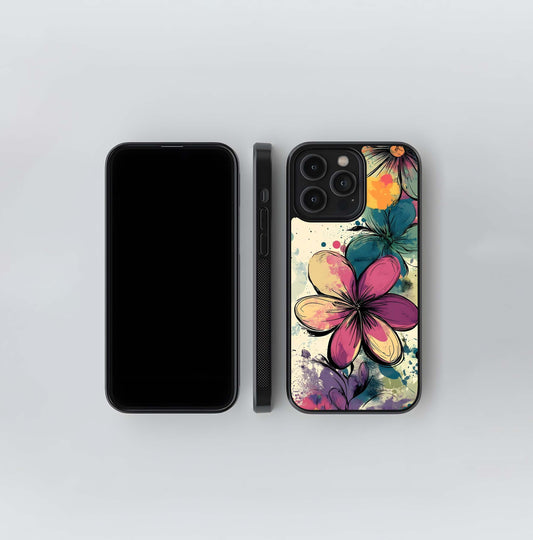 Abstract Floral Splash Glass Case