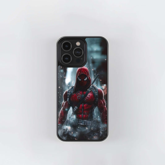 Armored Red Hooded Spider-Man Glass Case