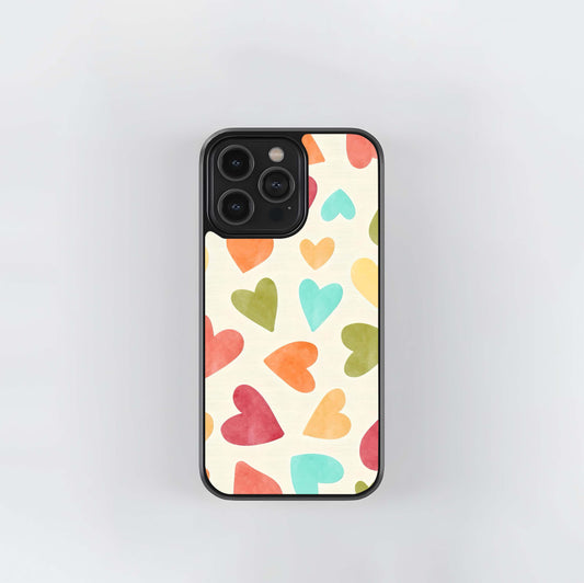 Colorfull hearts pattern Glass Case / Cover