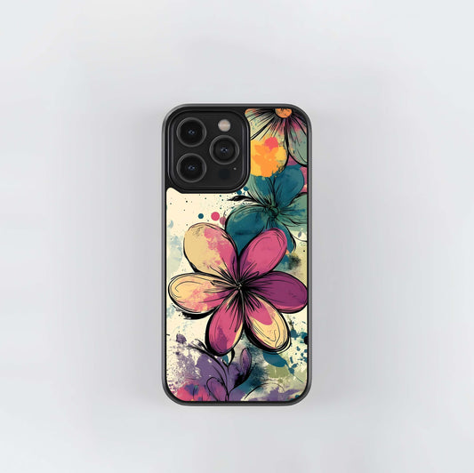Abstract Floral Splash Glass Case