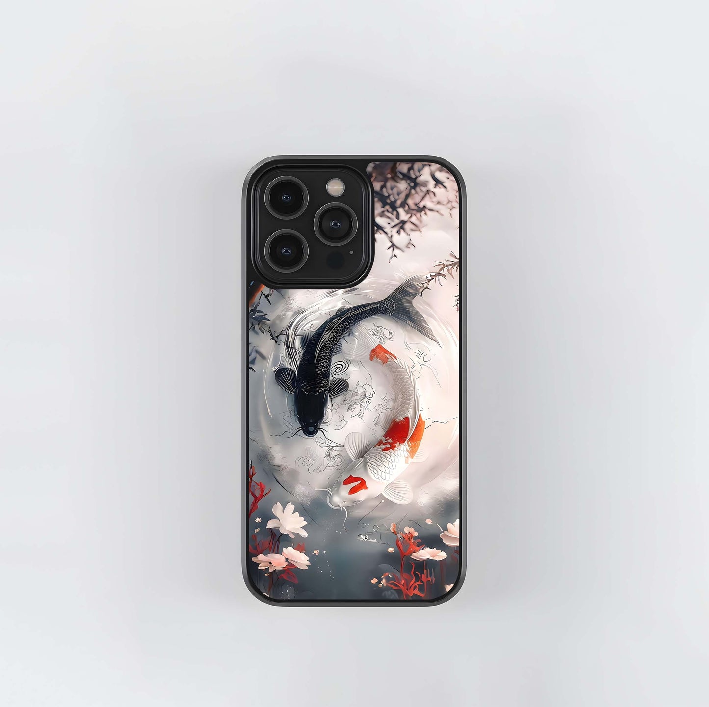 Yin-Yang Koi Glass Case