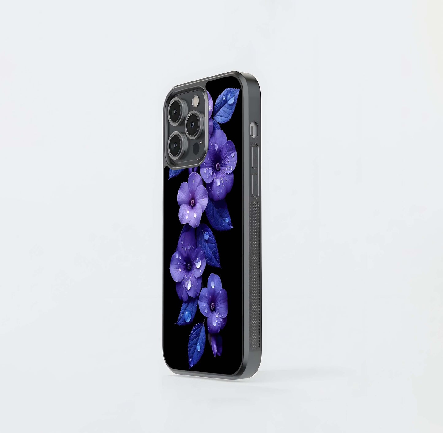 Purple Floral Bloom Glass Case