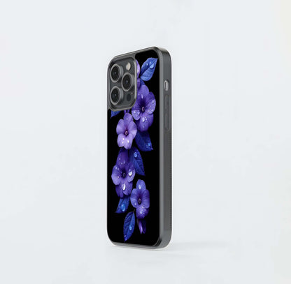 Purple Floral Bloom Glass Case