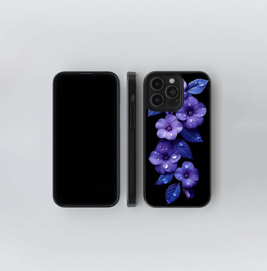 Purple Floral Bloom Glass Case