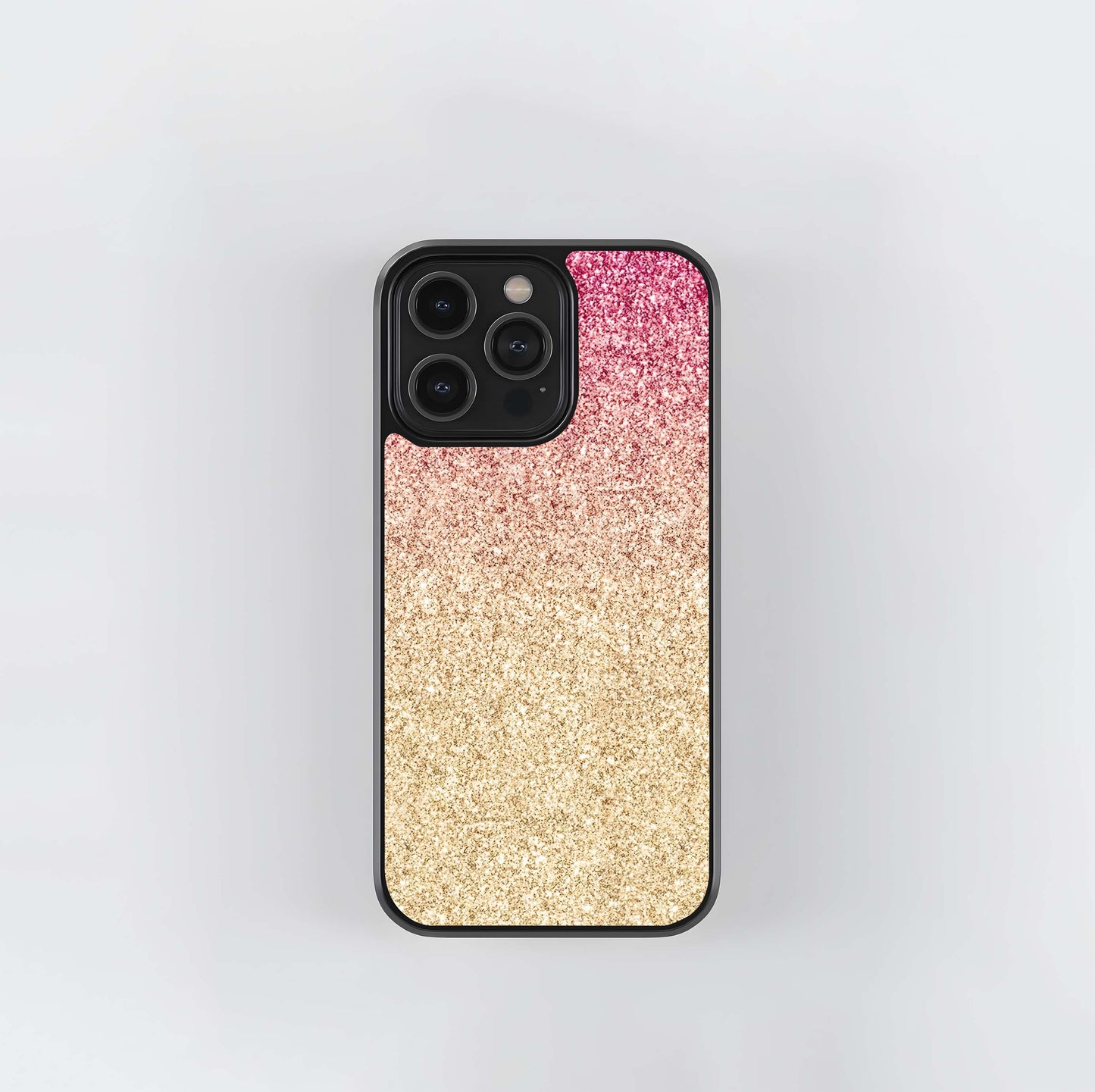 Fuchsia Gold Glitter Ombre Glass Case