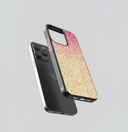 Fuchsia Gold Glitter Ombre Glass Case