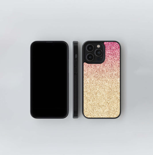 Fuchsia Gold Glitter Ombre Glass Case
