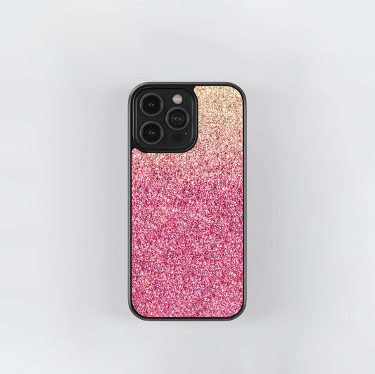 Fuchsia Pink Glitter Ombre Glass Case