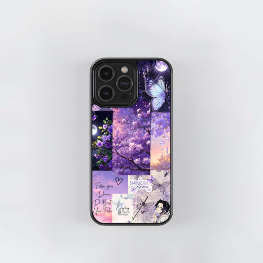 Purple Shinobu Kocho & Floral Aesthetic Collage Glass Case