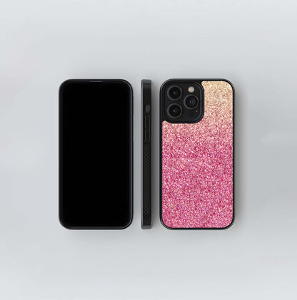 Fuchsia Pink Glitter Ombre Glass Case