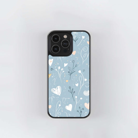 Blue doodle hearts Glass Case