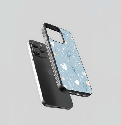 Blue doodle hearts Glass Case