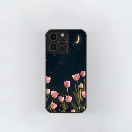 Tulips under the Crescent Moon Glass Case
