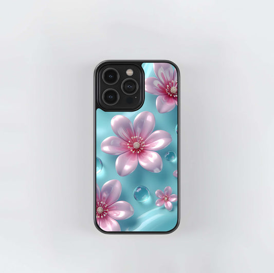 Aqua Bloom Drops Glass Case