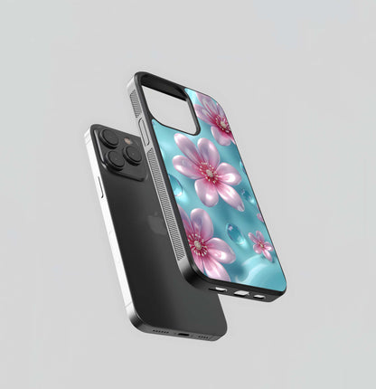 Aqua Bloom Drops Glass Case