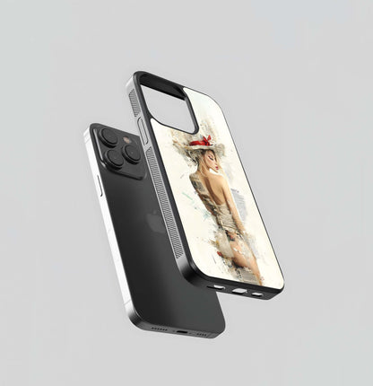 Newspaper Collage Woman Glass Case