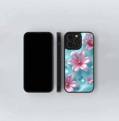 Aqua Bloom Drops Glass Case