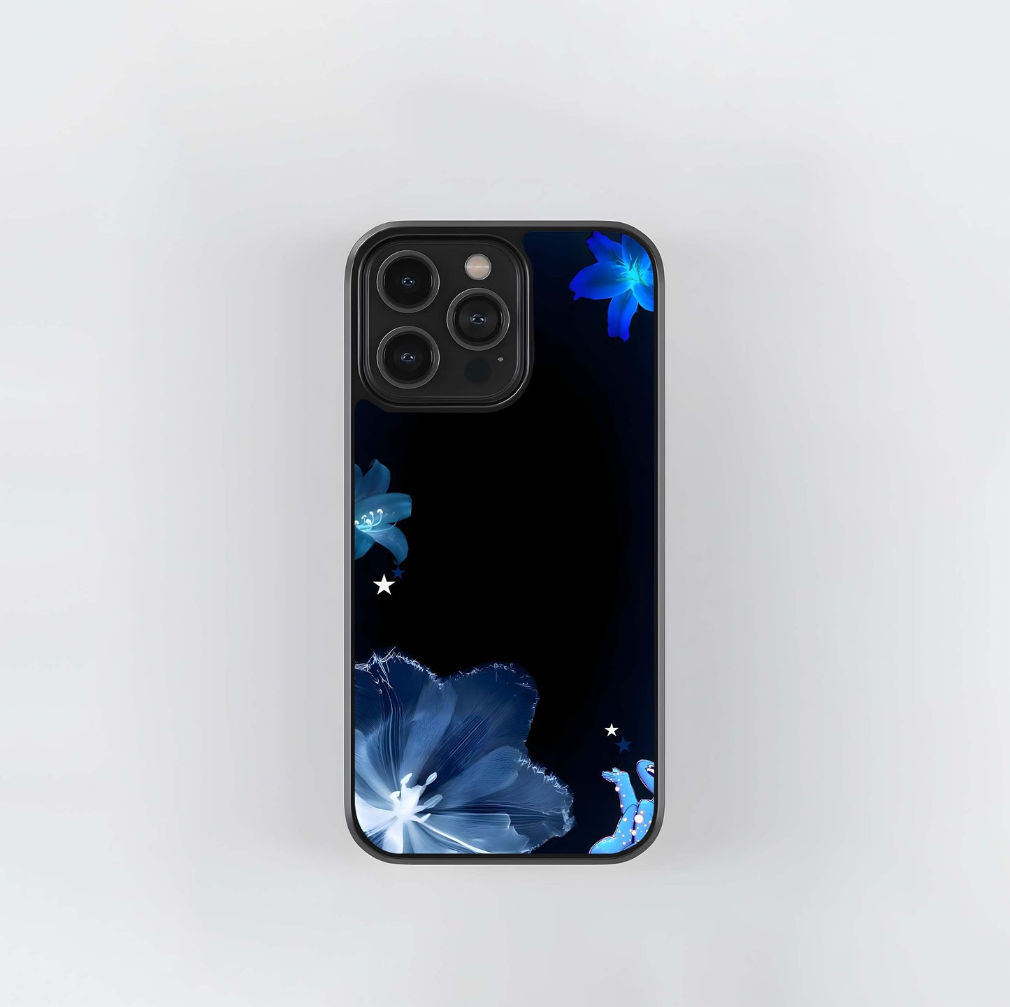 Blue Dream Flowers Glass Case