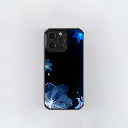 Blue Dream Flowers Glass Case