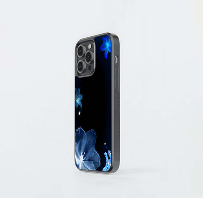 Blue Dream Flowers Glass Case