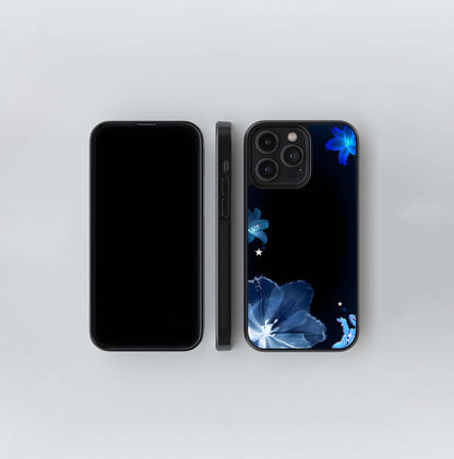 Blue Dream Flowers Glass Case