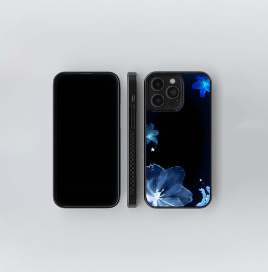 Blue Dream Flowers Glass Case