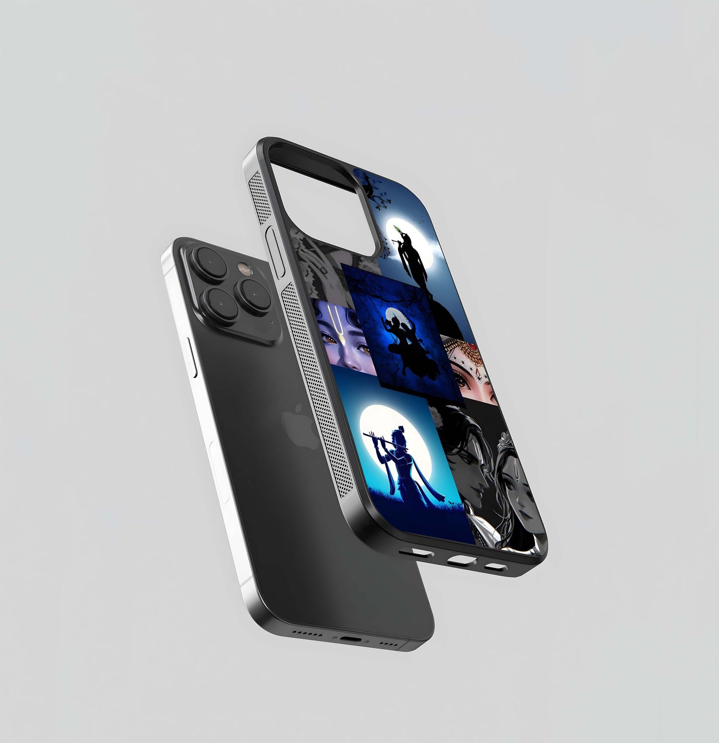 Radha-Krishna Devotional Blue Aesthetic Collage Glass Case