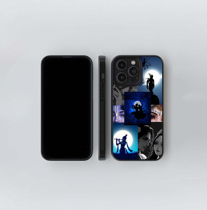 Radha-Krishna Devotional Blue Aesthetic Collage Glass Case