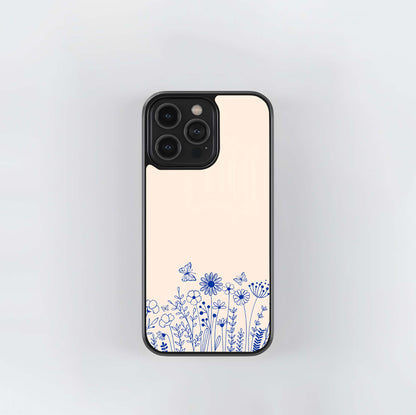 Blue Floral Art Glass Case