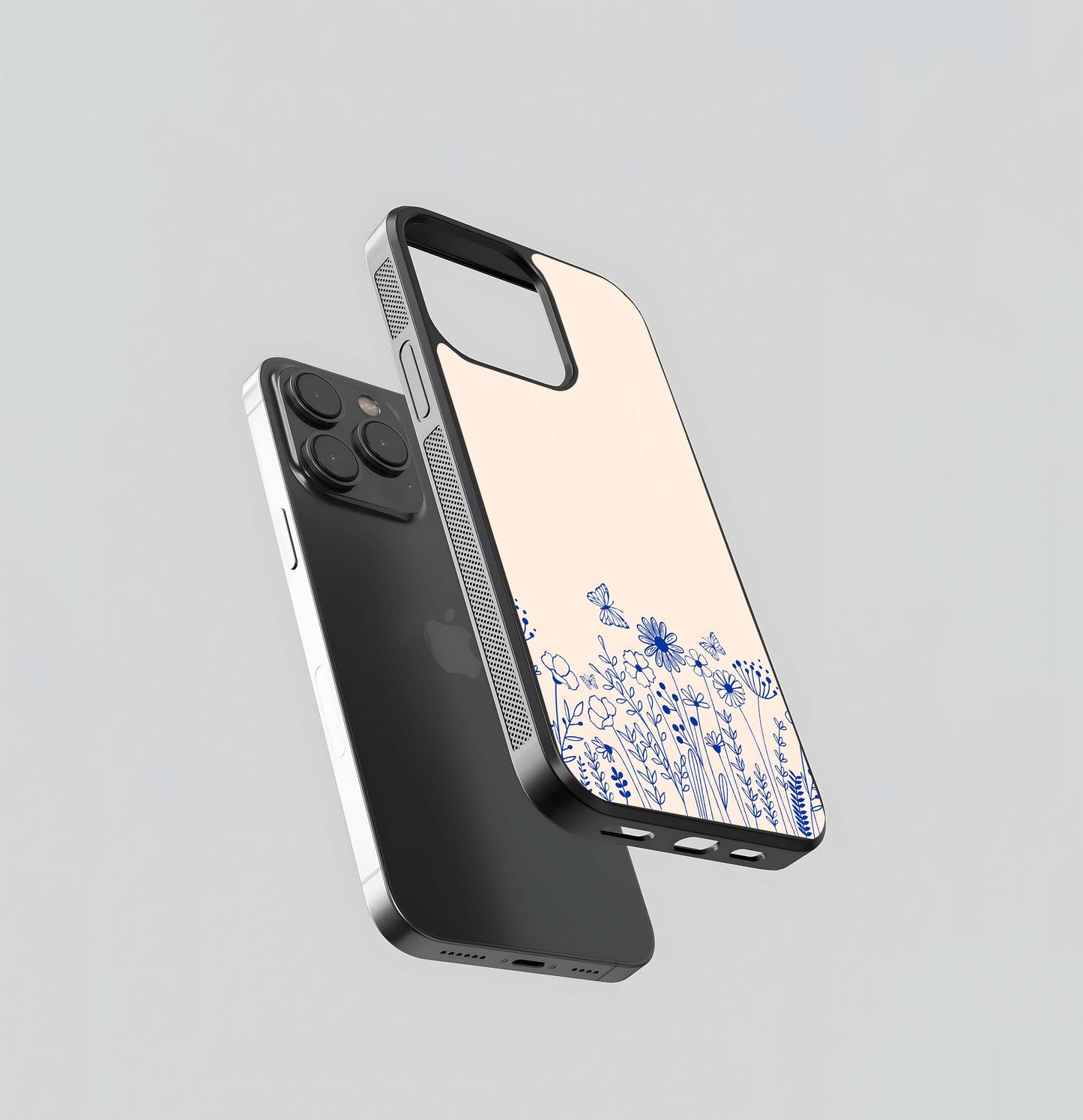 Blue Floral Art Glass Case