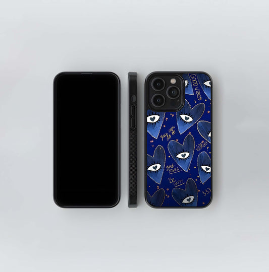 Blue Heart Vibes Glass Case