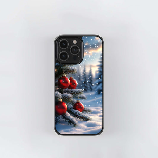 Red Bauble Winter Landscape Glass Case