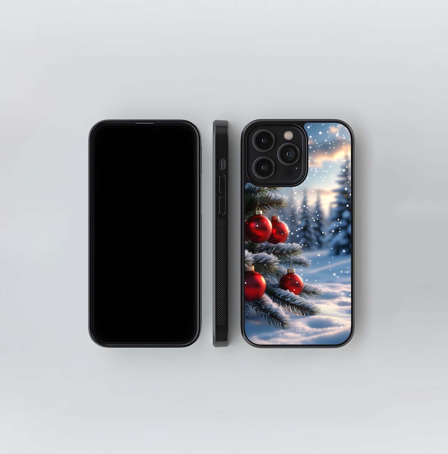 Red Bauble Winter Landscape Glass Case