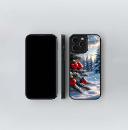 Red Bauble Winter Landscape Glass Case