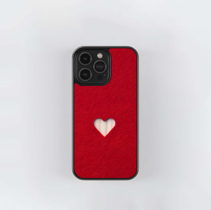 Red Felt Heart Glass Case