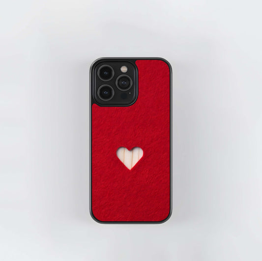 Red Felt Heart Glass Case