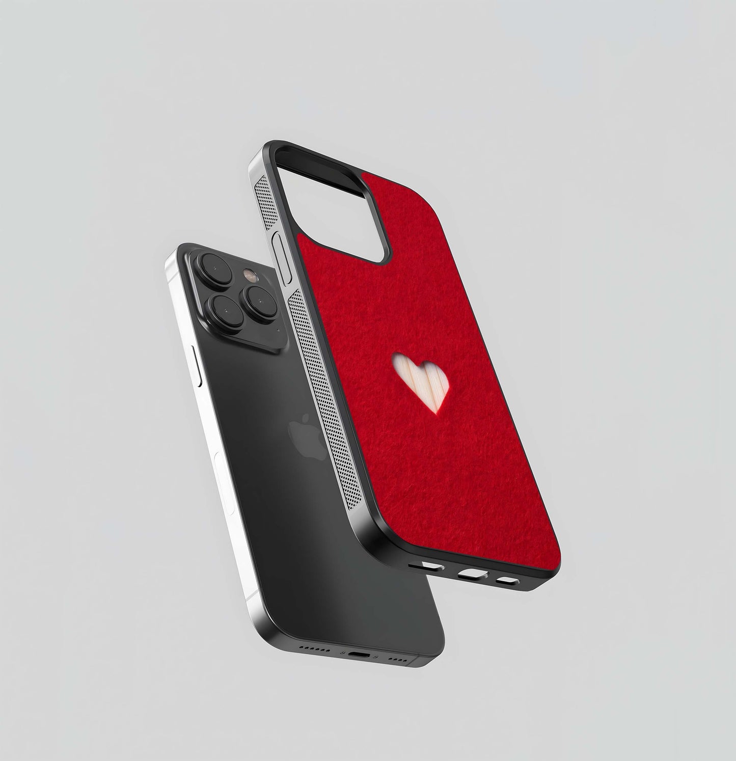 Red Felt Heart Glass Case