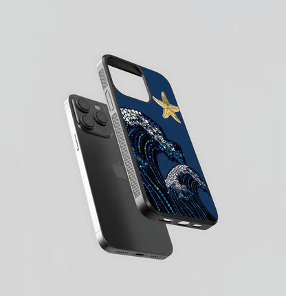 Blue jeweled with starfish Glass Case