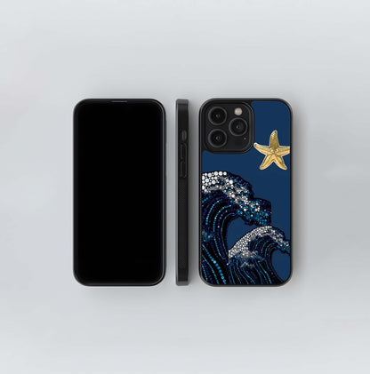 Blue jeweled with starfish Glass Case