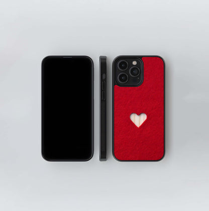 Red Felt Heart Glass Case