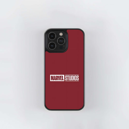 Marvel Studios Logo on Maroon Background Glass Case