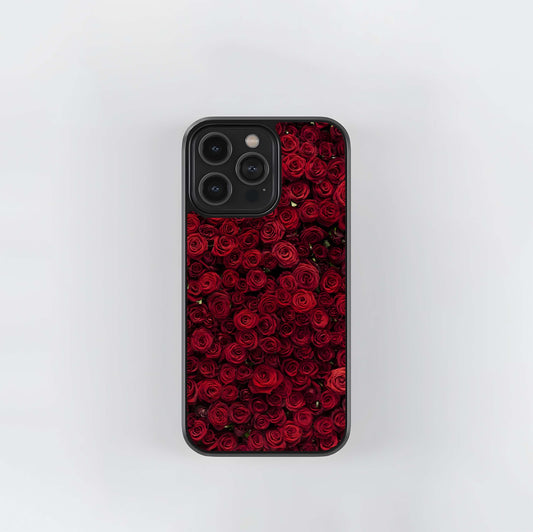 Red Roses Texture Glass Case