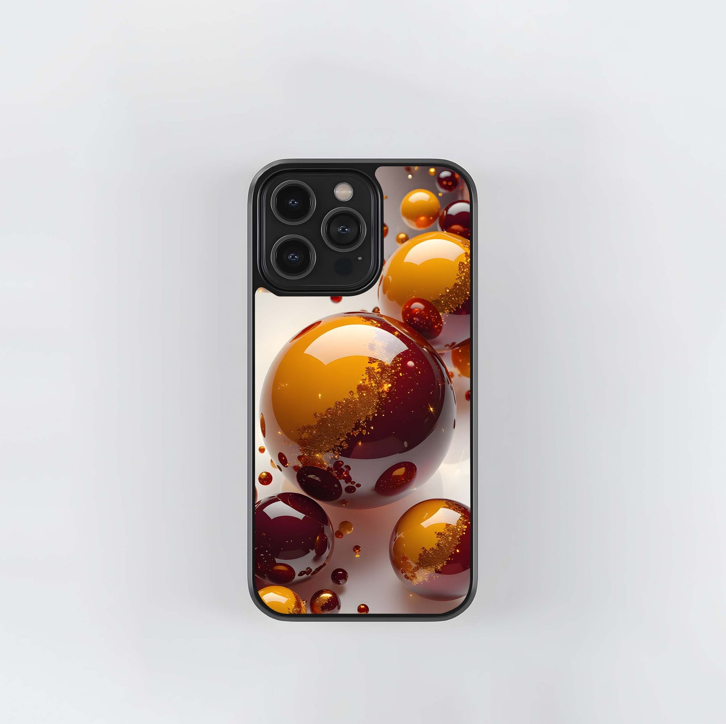 Garnet and Amber Orbs Glass Case