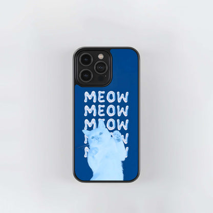 Blue Meow Glass Case