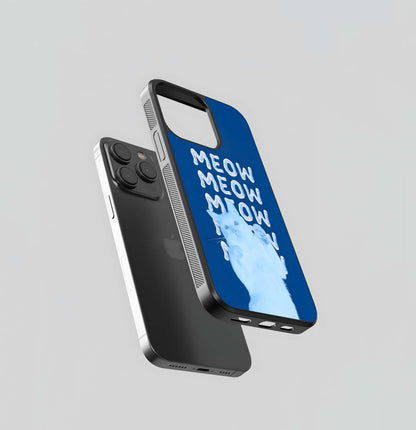 Blue Meow Glass Case