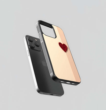 Red Sand Heart on Beige Background Glass Case