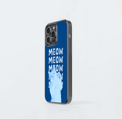 Blue Meow Glass Case
