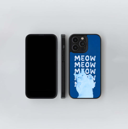 Blue Meow Glass Case