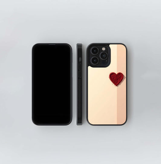 Red Sand Heart on Beige Background Glass Case